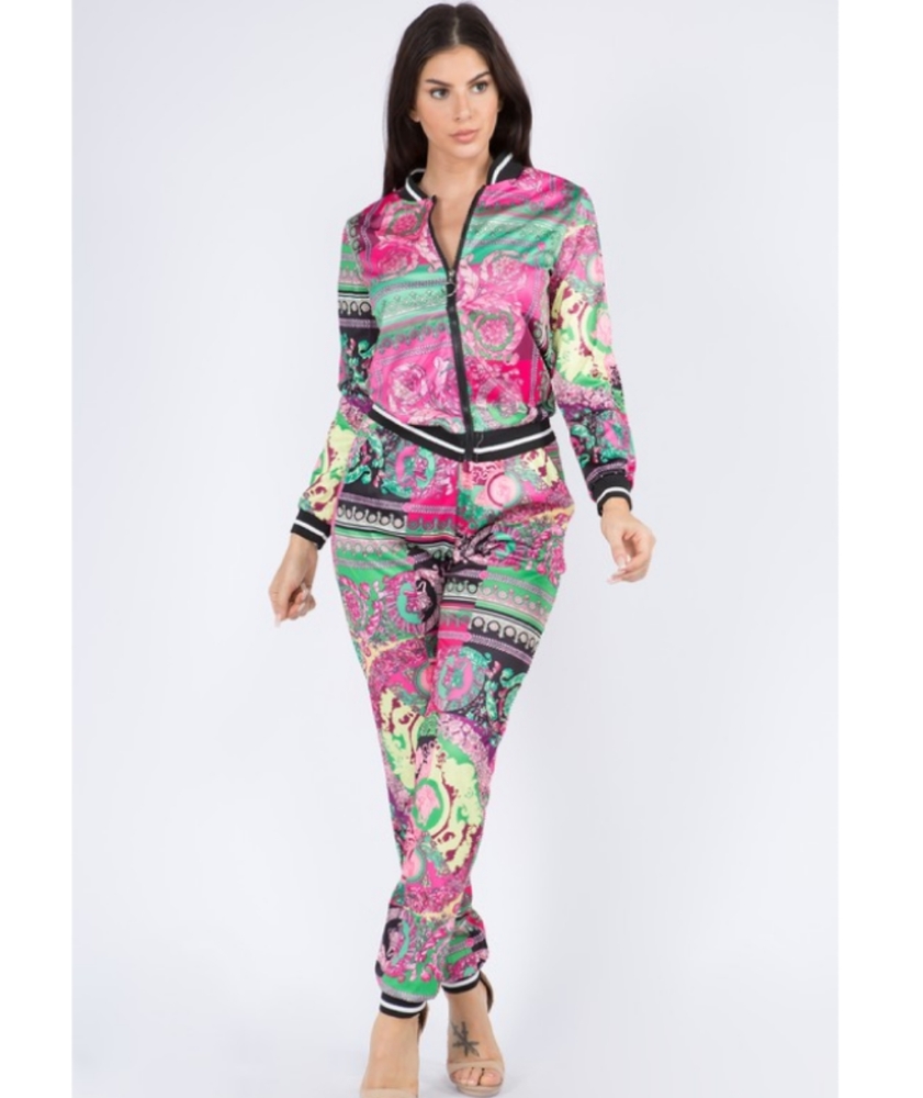 Paisley print tracksuit (PINK MULTI)